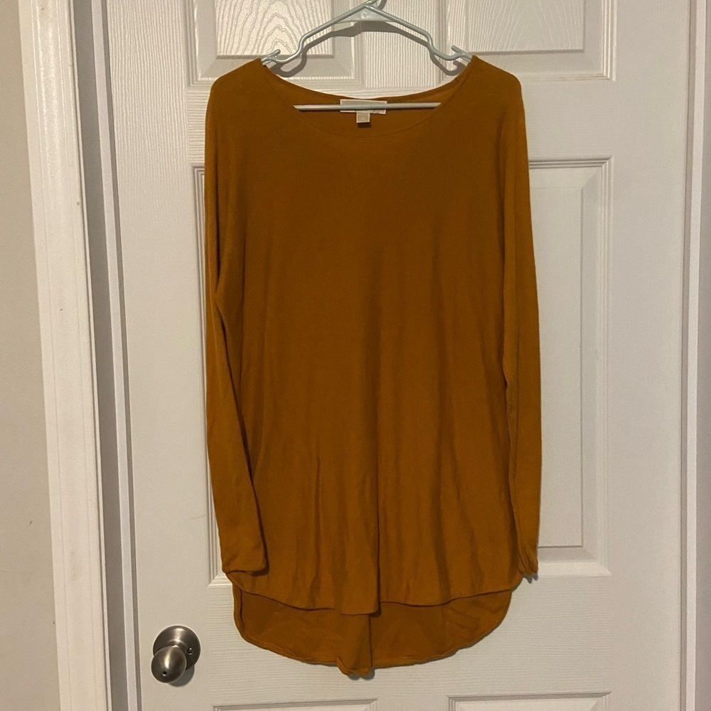 Michael Kors women's long sleeve Tunic shirt Small gold Orange Blouse GUC